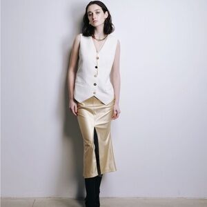 Mermaid Faux Leather Midi Skirt With Slit